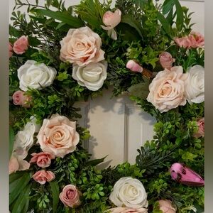 Elegant Pink and White Floral Wreath
